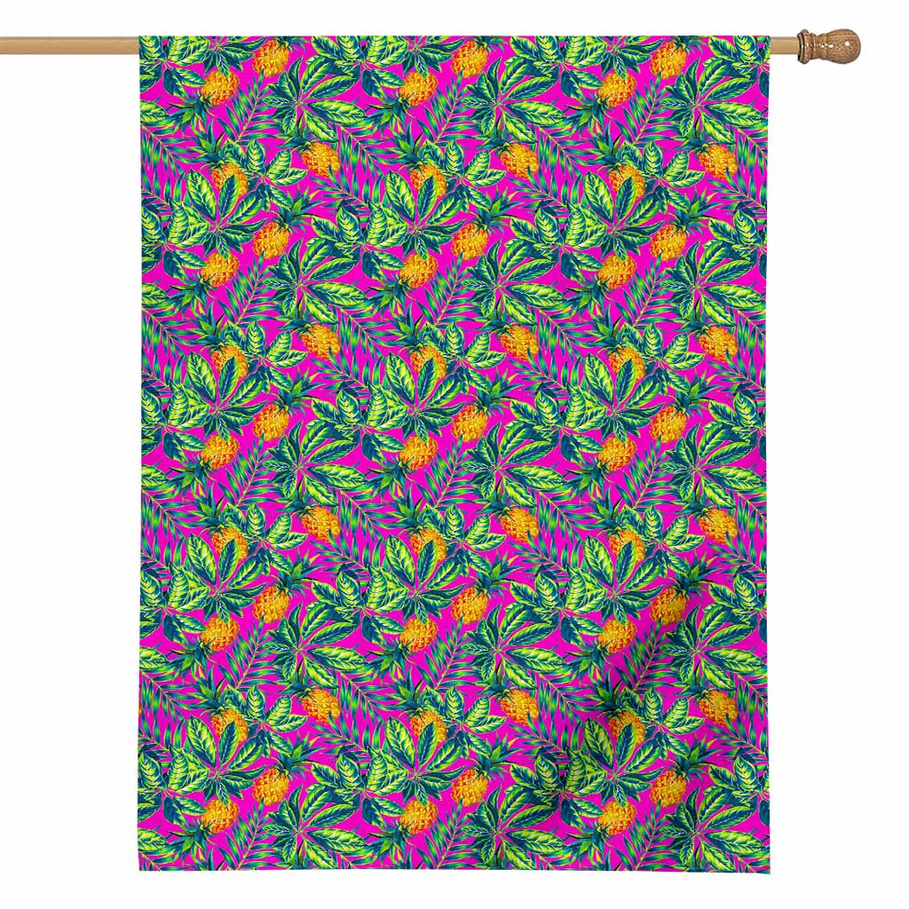 Hot Purple Pineapple Pattern Print House Flag