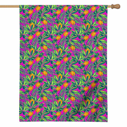 Hot Purple Pineapple Pattern Print House Flag