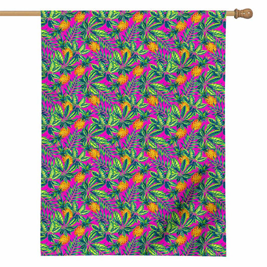 Hot Purple Pineapple Pattern Print House Flag