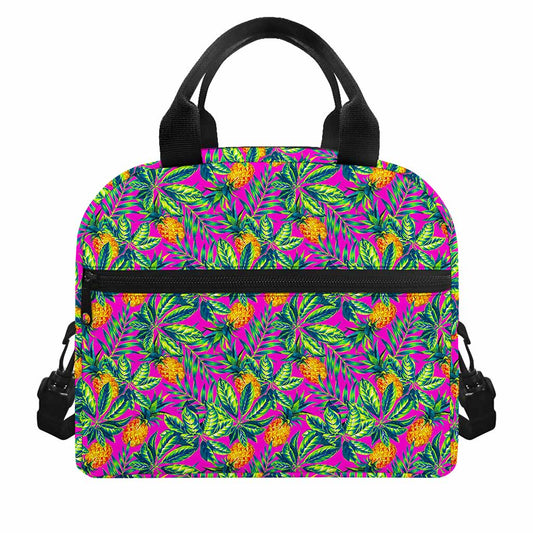 Hot Purple Pineapple Pattern Print Insulated Lunch Bag