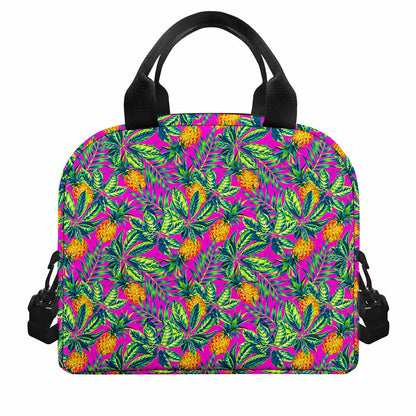 Hot Purple Pineapple Pattern Print Insulated Lunch Bag