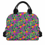 Hot Purple Pineapple Pattern Print Insulated Lunch Bag