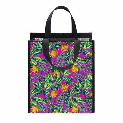 Hot Purple Pineapple Pattern Print Insulated Lunch Tote