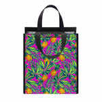 Hot Purple Pineapple Pattern Print Insulated Lunch Tote