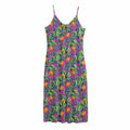 Hot Purple Pineapple Pattern Print Jersey Midi Cami Dress