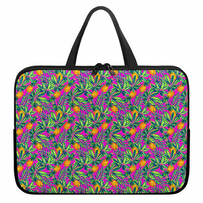 Hot Purple Pineapple Pattern Print Laptop Sleeve With Handle