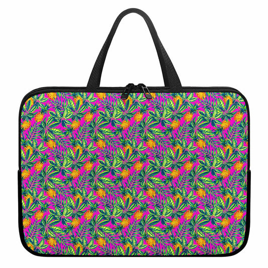 Hot Purple Pineapple Pattern Print Laptop Sleeve With Handle