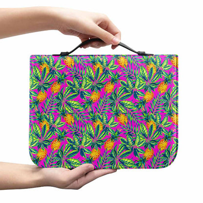 Hot Purple Pineapple Pattern Print Leather Bible Cover