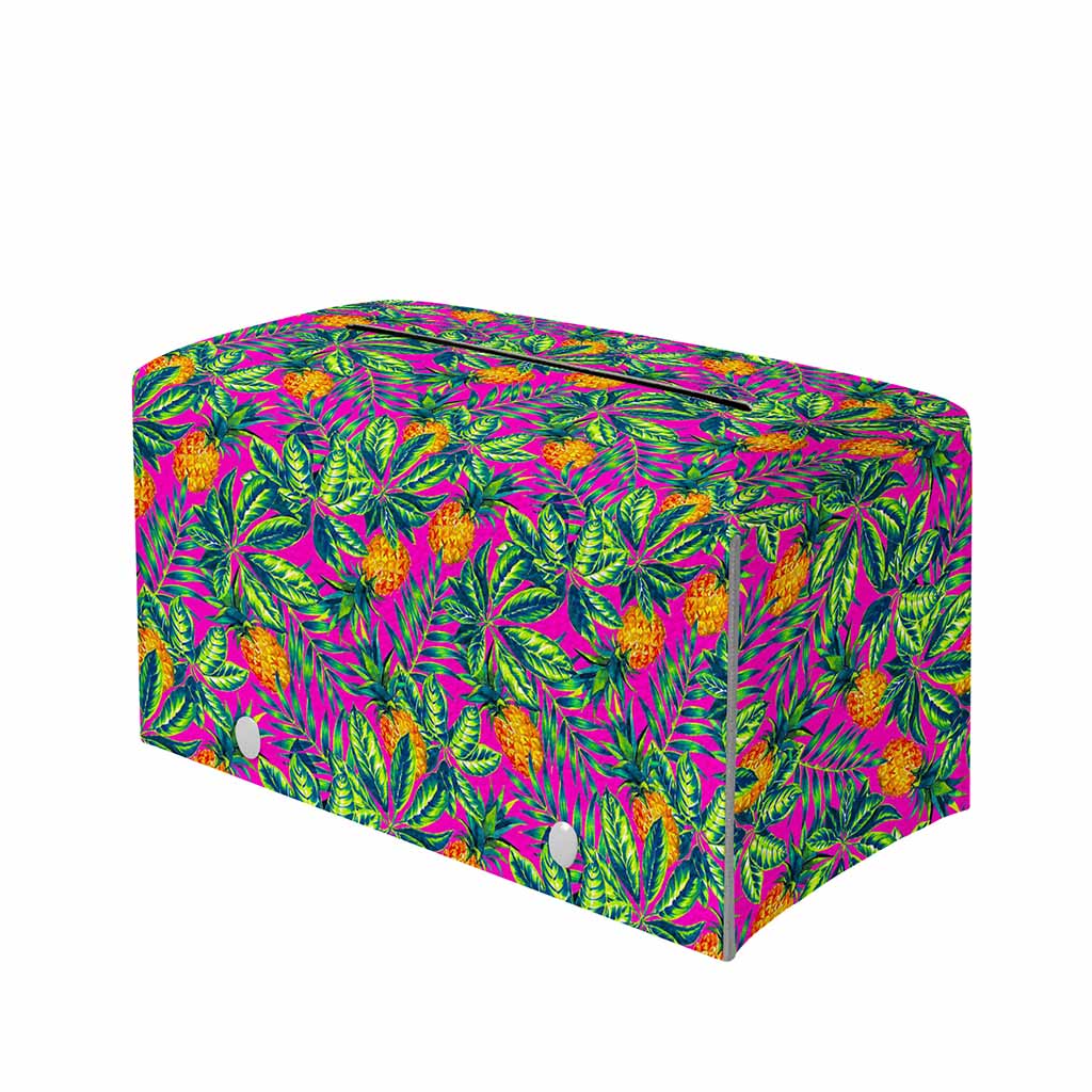 Hot Purple Pineapple Pattern Print Leather Tissue Box Cover