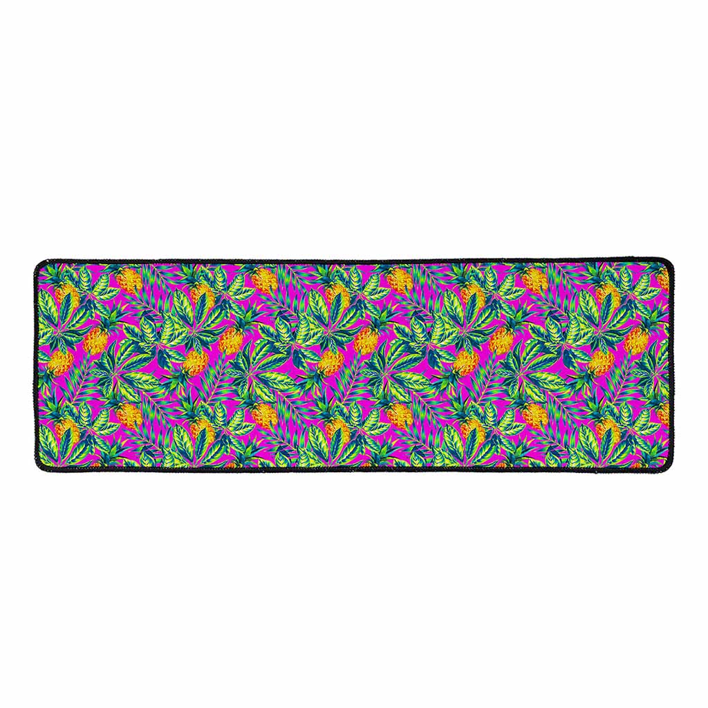 Hot Purple Pineapple Pattern Print Long Kitchen Mat