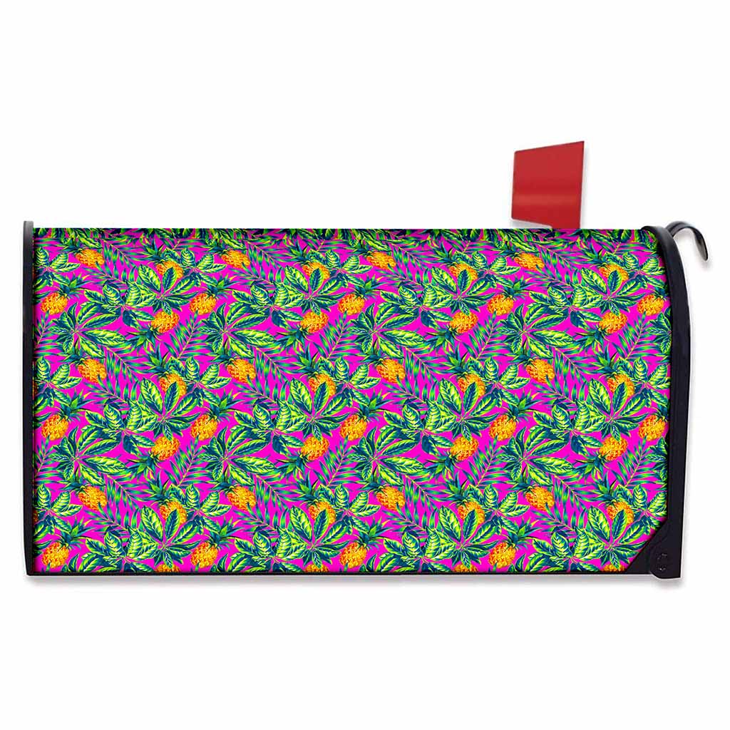 Hot Purple Pineapple Pattern Print Mailbox Cover