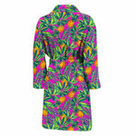 Hot Purple Pineapple Pattern Print Men's Bathrobe
