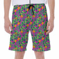 Hot Purple Pineapple Pattern Print Men's Beach Shorts