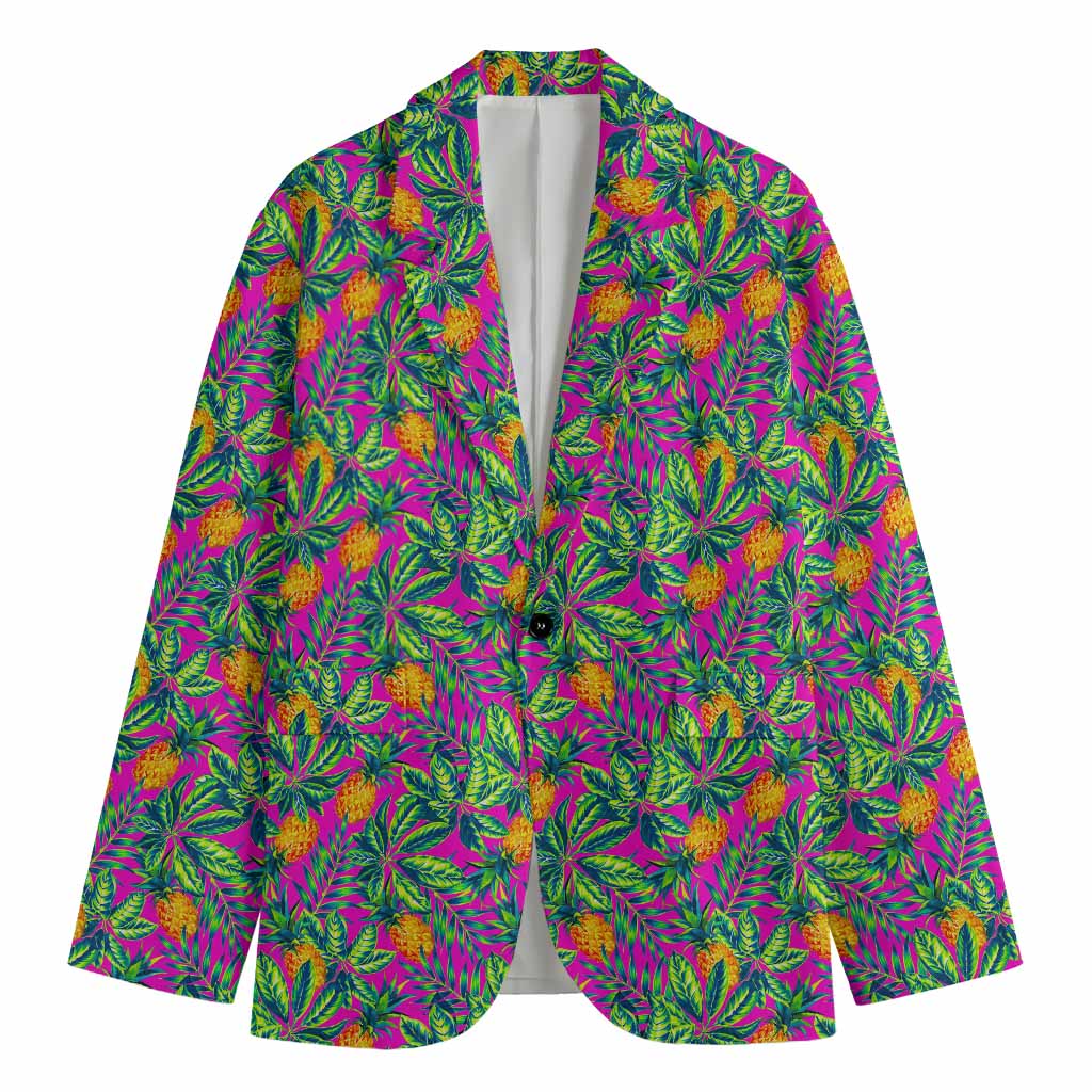 Hot Purple Pineapple Pattern Print Men's Blazer