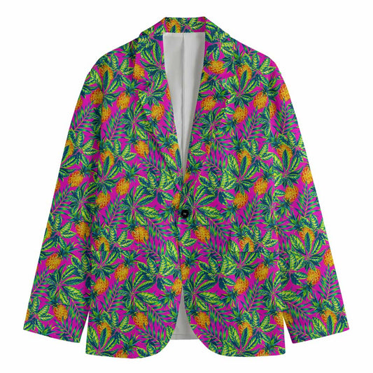 Hot Purple Pineapple Pattern Print Men's Blazer