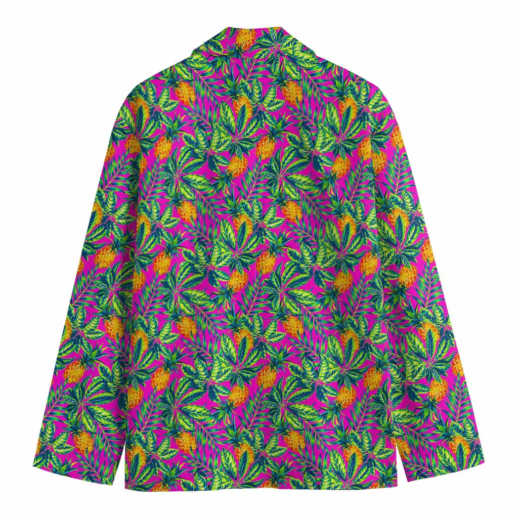 Hot Purple Pineapple Pattern Print Men's Blazer