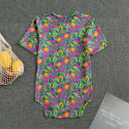 Hot Purple Pineapple Pattern Print Men's Bodysuit