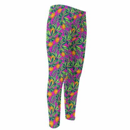 Hot Purple Pineapple Pattern Print Men's Compression Pants