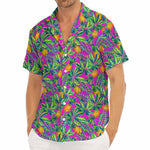 Hot Purple Pineapple Pattern Print Men's Deep V-Neck Shirt