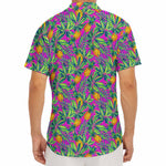 Hot Purple Pineapple Pattern Print Men's Deep V-Neck Shirt