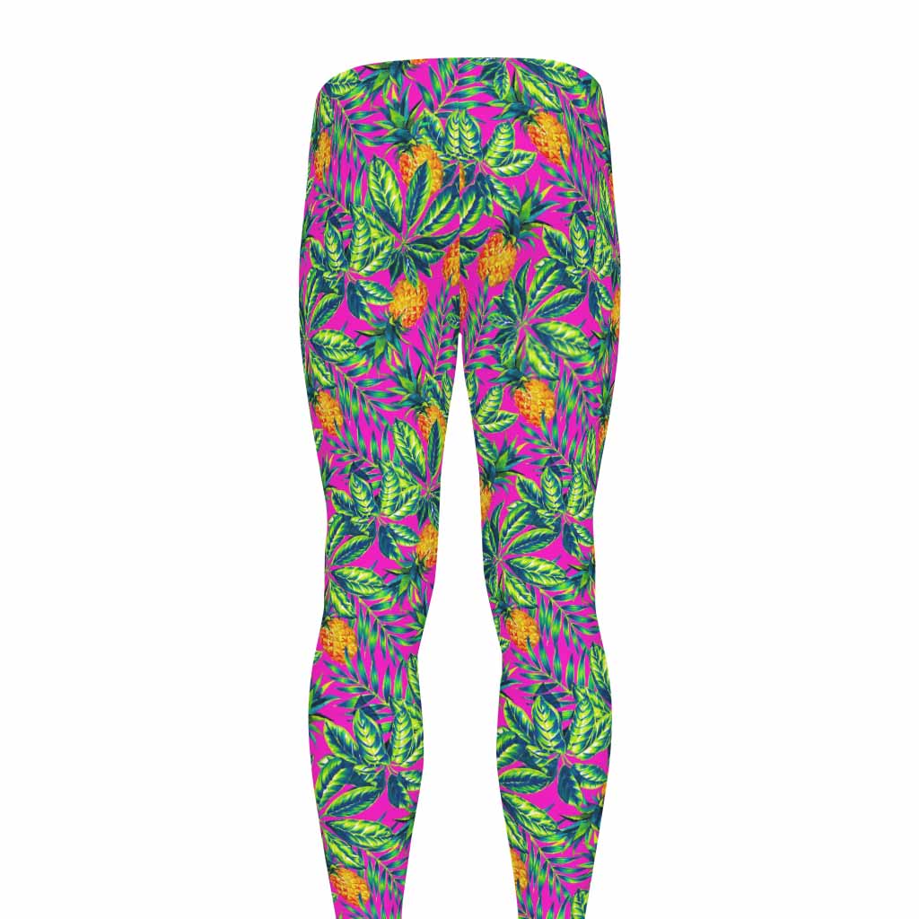 Hot Purple Pineapple Pattern Print Men's leggings