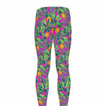 Hot Purple Pineapple Pattern Print Men's leggings