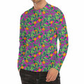 Hot Purple Pineapple Pattern Print Men's Long Sleeve Rash Guard