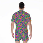 Hot Purple Pineapple Pattern Print Men's Rompers