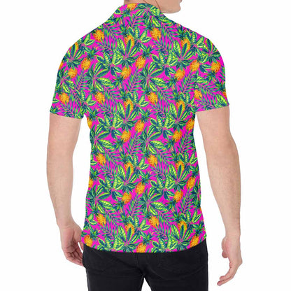 Hot Purple Pineapple Pattern Print Men's Shirt
