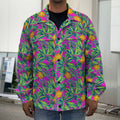 Hot Purple Pineapple Pattern Print Men's Shirt Jacket