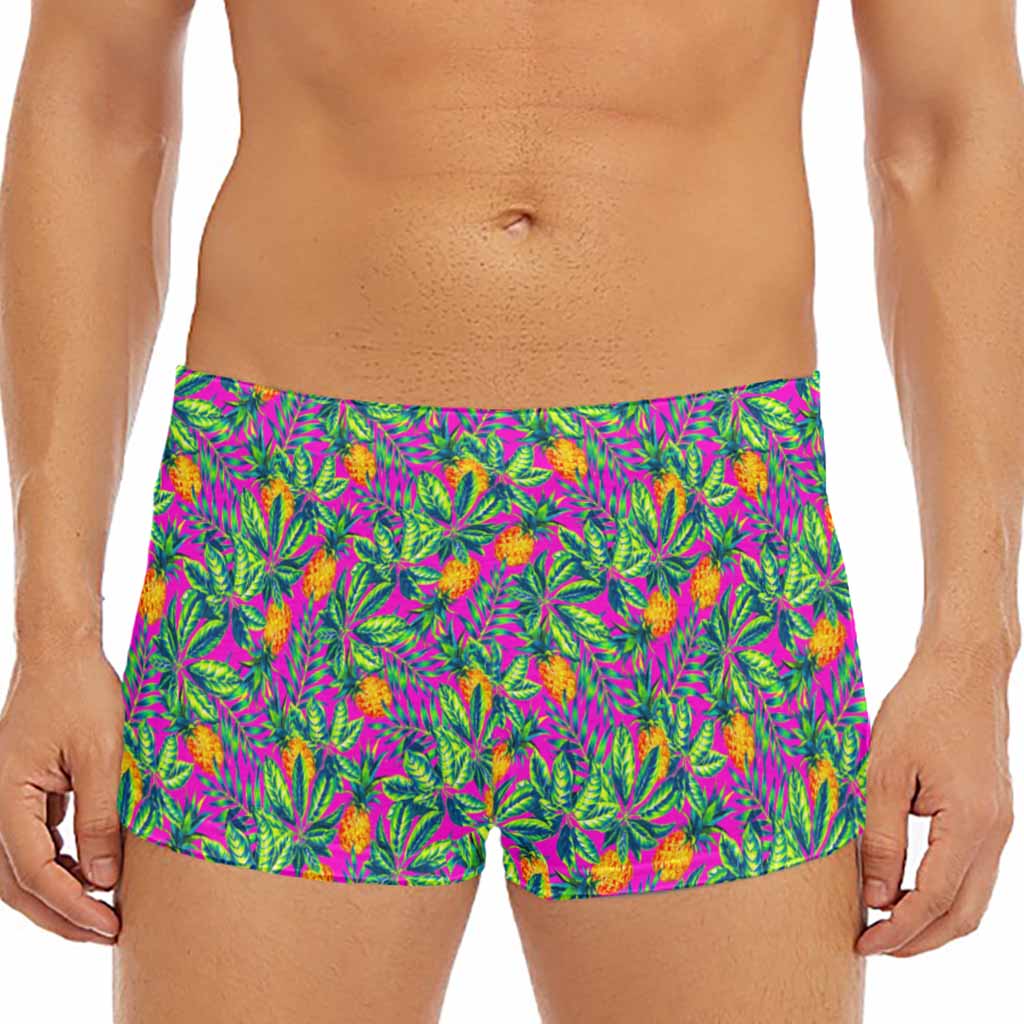 Hot Purple Pineapple Pattern Print Men's Short Boxer Briefs