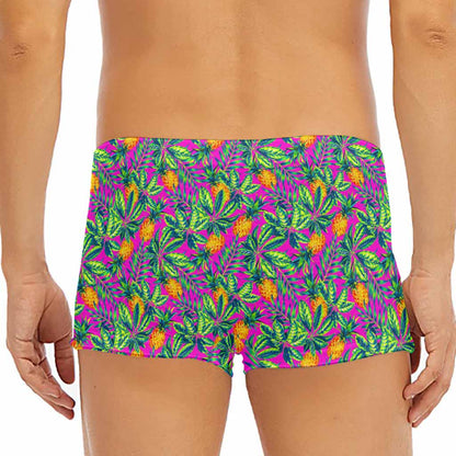 Hot Purple Pineapple Pattern Print Men's Short Boxer Briefs