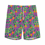 Hot Purple Pineapple Pattern Print Men's Sports Shorts