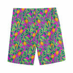 Hot Purple Pineapple Pattern Print Men's Sports Shorts