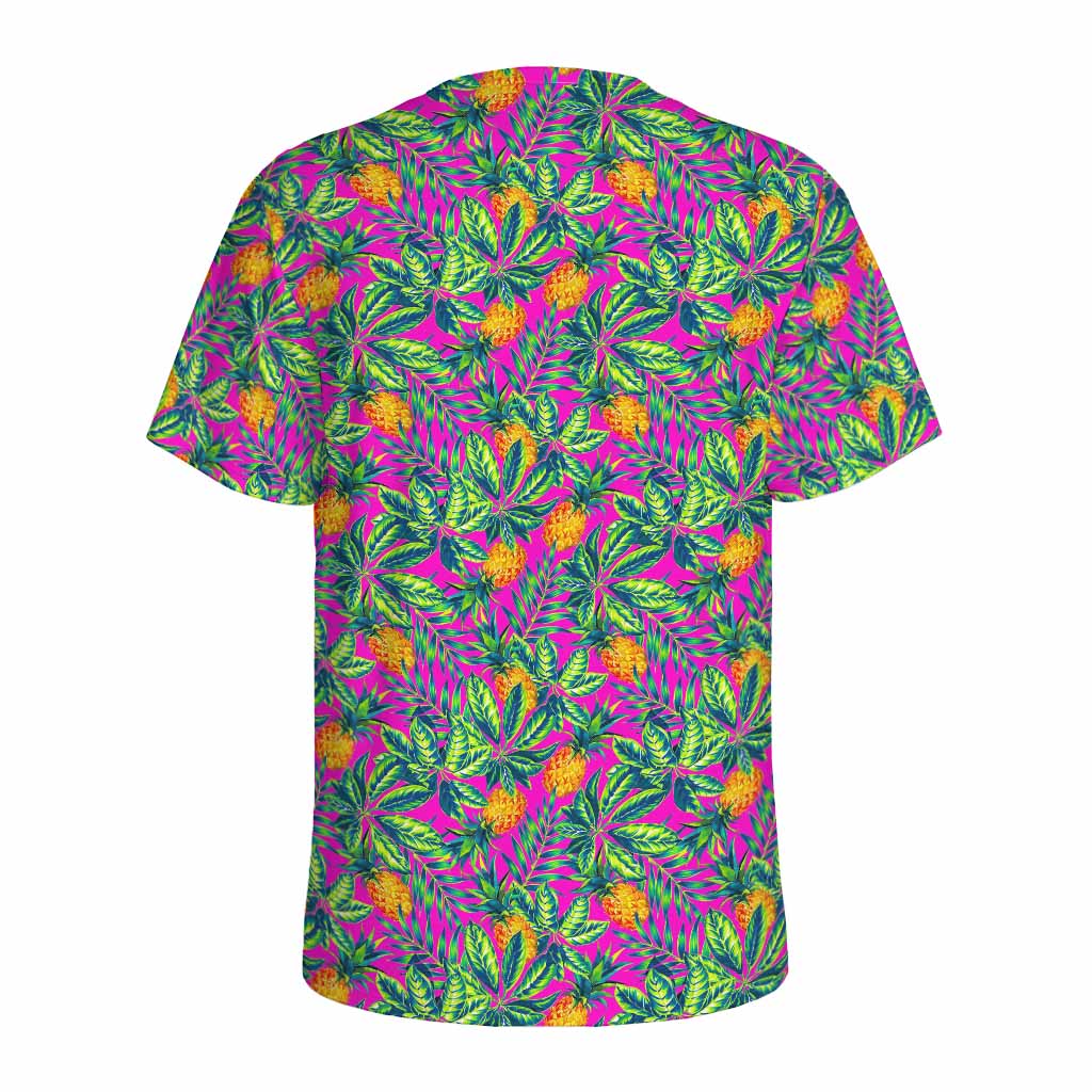 Hot Purple Pineapple Pattern Print Men's Sports T-Shirt