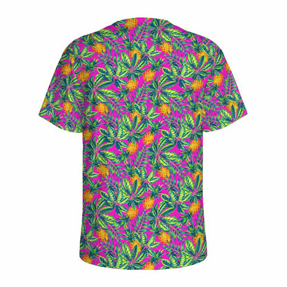 Hot Purple Pineapple Pattern Print Men's Sports T-Shirt