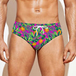 Hot Purple Pineapple Pattern Print Men's Swim Briefs