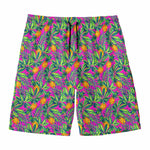 Hot Purple Pineapple Pattern Print Men's Swim Trunks