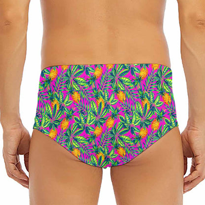 Hot Purple Pineapple Pattern Print Men's Triangle Swim Briefs