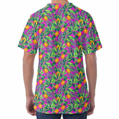 Hot Purple Pineapple Pattern Print Men's Velvet T-Shirt