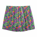 Hot Purple Pineapple Pattern Print Mesh Shorts