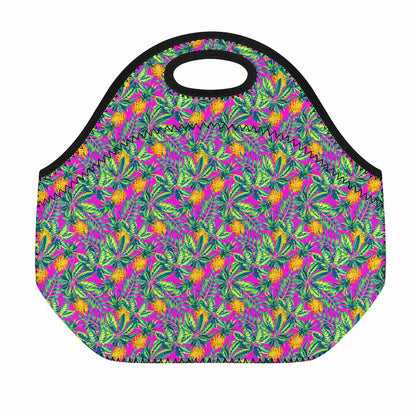 Hot Purple Pineapple Pattern Print Neoprene Lunch Bag
