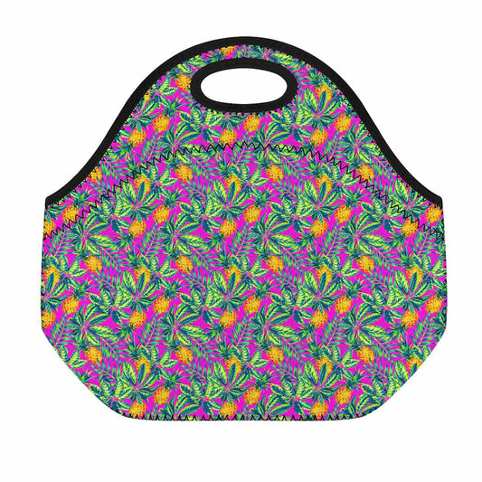 Hot Purple Pineapple Pattern Print Neoprene Lunch Bag