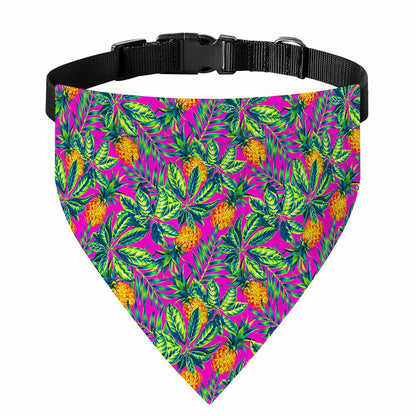 Hot Purple Pineapple Pattern Print Over The Collar Dog Bandana