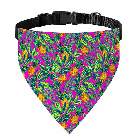 Hot Purple Pineapple Pattern Print Over The Collar Dog Bandana