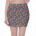 Hot Purple Pineapple Pattern Print Pencil Mini Skirt