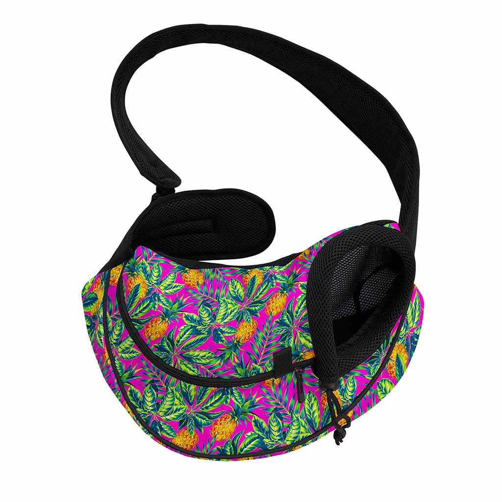 Hot Purple Pineapple Pattern Print Pet Sling Carrier
