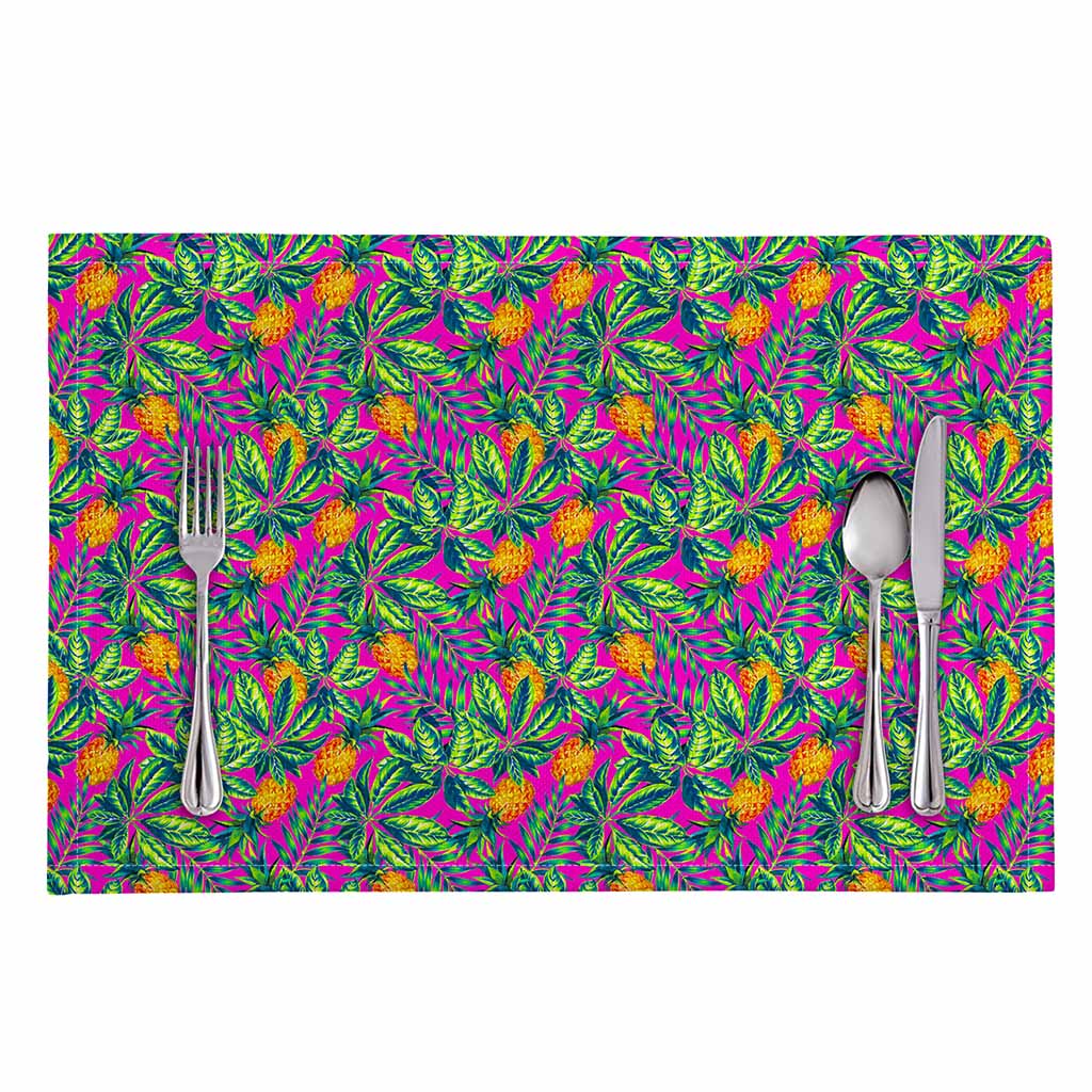 Hot Purple Pineapple Pattern Print Placemat