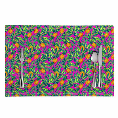 Hot Purple Pineapple Pattern Print Placemat