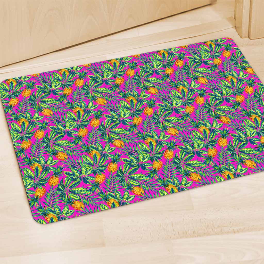 Hot Purple Pineapple Pattern Print Polyester Doormat